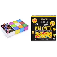 Lindt Schokolade Bunte Mischung (37 LINDOR Kugeln, 24 Hello Mini Sticks, 10 Mini Fioretto), Schokoladen-Geschenk, (1 x 815 g) & HELLO Mini Emotis, Milchschokolade in 5 Emoti Designs, 164 g