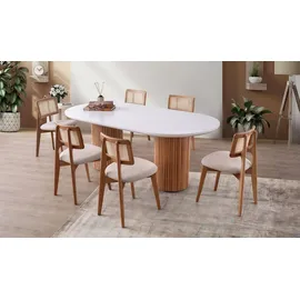 JV Möbel Ovaler Esstisch 90 x 75 x 180 cm weiß