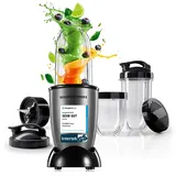 GOURMETmaxx Mr. Magic Power Pro Mixer 400 Watt | Smoothie Maker mit to go Deckel | Standmixer mit Mixbecher & Frischhaltedeckel zum Aufbewahren | Blender mit Zubehörset L für Shakes, Smoothies etc.