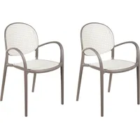 Beliani Gartenstuhl 2er Set POVOLETTO Kunststoff Hellbraun