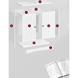 VASAGLE Waschtischunterschrank ohne Waschbecken BBC01WT weiß 60,0 x 30,0 x 60,0 cm