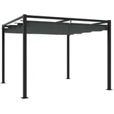 furnicato Pavillon Gartenpavillon mit Ausziehbarem Dach Anthrazit 3x3 m Stahl, UV-beständige Terrassenüberdachung mit wasserfestem Polyesterdach schwarz 295.5 cm x 295.5 cm