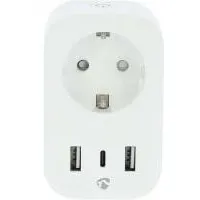 Nedis SmartLife Smart Stecker Wi-Fi Leistungsmesser 3680 W Type F (CEE 7/7) 1x USB-CTM | 2x USB | 0 / 55 °C | AndroidTM / IOS | Weiss | 1 Stück