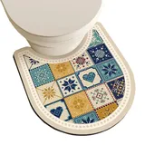 ZESLIV WC Vorleger mit Ausschnitt 50 * 55cm rutschfeste Badematte Saugfähig Badezimmerteppich runde Toilettenmatte Badgarnitur Badteppich