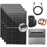 SOLAR-HOOK etm Balkonkraftwerk 2000W Balkonkraftwerk mit Speicher 3,2 kWh Anker Solix All in one, 2000,00 W, Monokristallin, (Komplettset Alles in einem 8 qm2 Solaranlage 3,2 kWh Speicher mit Aufständerung Süd Light (Groß) PV-Montage System, 4x500W Bifaziale Glas Solarmodule), Integriertem 800W Wechselrichter und APP & WiFi Einrichtungen