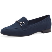 Marco Tozzi Damen Loafer ohne Absatz Vegan mit Schnalle, Blau 38 EU