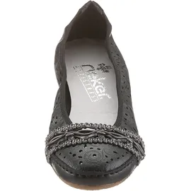 Rieker Ballerina RIEKER, Damen, Gr. 41 (7/7,5), schwarz, Lederimitat, unifarben, Schuhe Ballerina, Slipper, Flache Schuhe mit Rundum-Gummizug, Topseller