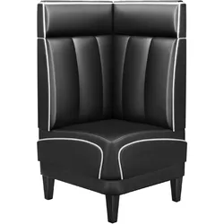 Diner Eckbank | Schwarz | B:H 60 x 123 cm | Gestreift | Leder | Eckbank American, American Diner Sitzbank, American Dinerbank