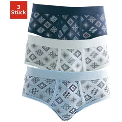 Slip, (Packung, 3 St.), schöne Feinripp-Qualität aus reiner Baumwolle, Gr. 9 (9), weiß, marine, hellblau, , 820795-9