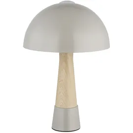 Nowa Tischlampe Pilz Holzoptik grau matt, 1x E27, DxH 25 x 36,5 cm