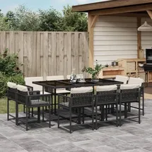 vidaXL Gartenmöbel Essgruppe 11-tlg. Schwarz