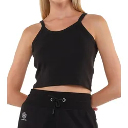 YOU DO YOU Damen Crop-Top geripptes Fitness-Top Baumwoll-Shirt Tanktop Yoga-Mode 905101 Schwarz - S
