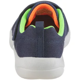 SKECHERS Skech-Stepz 2.0 Mini Wanderer Sneaker Navy Textile/Synthetic/Lime & Orange Trim, 23 EU
