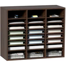 Vevor Briefablage 24 Fächer Organizer aus MDF, Dokumentenablage Vintage Braun 737 x 305 x 620 mm, Ablagefächer Desktop-Aktenhalter Dokumentenlager, Dokumentenhalter zu Hause, im Büro, im Klassen usw.