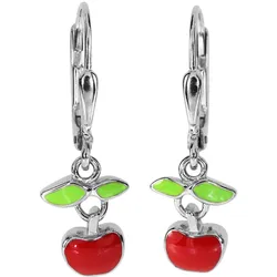 Paar Ohrhänger OSTSEE-SCHMUCK "Ostsee-Schmuck Ohrhänger Apfel Ohrhänger Apfel", rot, Ohrringe, Damen, 25 x 8mm, Silber 925 (Sterlingsilber)