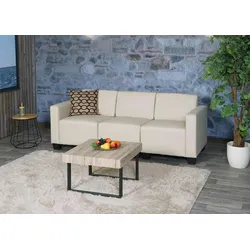 Mendler Modular 3-Sitzer Sofa Couch Lyon, Kunstleder ~ creme
