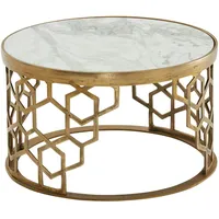 FineBuy Couchtisch Echter Marmor Ø 60 cm Tisch Wohnzimmertisch