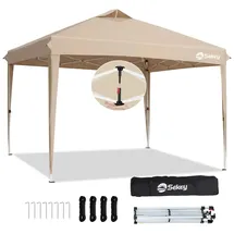 Sekey Faltpavillon 3 x 3 m inkl. 4 Seitenteile Schwarz/Khaki