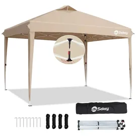 Sekey Faltpavillon 3 x 3 m inkl. 4 Seitenteile Schwarz/Khaki