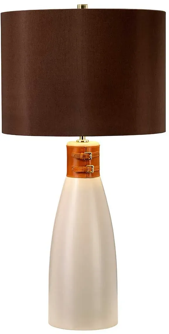 Tischlampe Hammersmith 1-flammig, Taupe mit braunem Schirm - HAMMERSMITH-TL