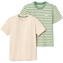 Tchibo - 2 Kinder-T-Shirts - Gr. 146/152 - beige/gestreift