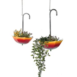 DanDiBo Blumenampel Blumenampel Metall Hängeampel mit Topf Innen Außen Regenschirm 2er Set bunt