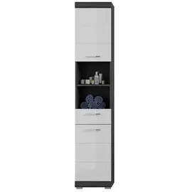 xonox.home Scout Hochschrank 37 x 191 x 31 cm Weiß/Rauchsilber Kunststoff