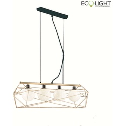 ECO-Light Pendelleuchte ABRAXAS, 4-flammig, 4*E27, max. 60W, IP20, aus Metal, in gold ECO-I-ABRAXAS-S4-ORO