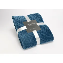 Plaid Schachbrettmuster 130x170 nachtblau - Rechteck Polyester Amadeus 170x130 cm