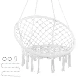 Vevor Hängesessel, 150 kg Tragkraft, Makramee-hängesessel mit Befestigungsmaterial, Schaukelstuhl aus Baumwollseil für Schlafzimmer, Balkon, Terrasse, Garten, Weiß
