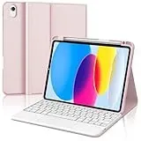 IVEOPPE Tastatur für iPad 10. Generation, Hülle mit Tastatur für iPad 10 10.9" 2022, Bluetooth Magnetisch Abnehmbare QWERTZ Touchpad Hülle Tastatur für iPad 10 Generation 10,9 Zoll, Roségold