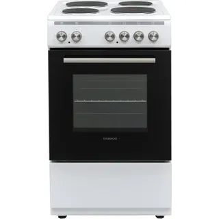 Daewoo F5EH01WL1DE Standherd mit 4 Kochplatten inkl. 1 Blitzkochplatte / 55 L 3 Beheizungsarten / Leicht-Reinigungs Email / Weiß