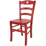 t m c s Tommychairs - Stuhl Cuore für Küche und Esszimmer, Robuste Struktur aus Buchenholz, in Anilinfarbe Rot lackiert und Sitzfläche aus Holz