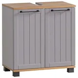 Lomadox Waschbeckenschrank JAUSA-80 Badmöbel im Landhaus-Stil, grau mit Eiche Nb., 59,8/62,4/32,6 cm grau
