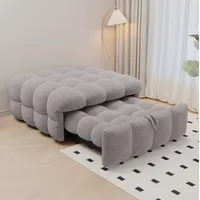 Bett Modern Verwandelbar Aus Teddy-stoff Grau 183x76 Cm Als Hocker Und Schlafsofa Ohne Matratze