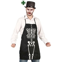 Karneval-Klamotten Kostüm Horror Herren Skelett-Schürze mit Zylinder schwarz, Männer Kostüm Halloweenschürze schwarz Karneval schwarz|weiß