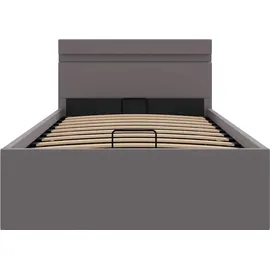 vidaXL Bett mit Bettkasten Hydraulisch LED Grau Kunstleder 100x200 cm