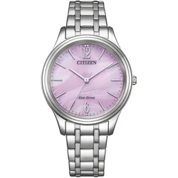 Solaruhr CITIZEN, silberfarben, rosa, Armbanduhren, Damen, Armbanduhr, Damenuhr, Edelstahlarmband, Batterie-Entladungsanzeige