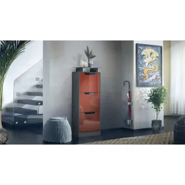 Vladon Today 155,5 x 95 x 28 cm weiß matt/Bordeaux Hochglanz mit 4 Klappen, 2 Schubladen und 3 offenen Fächern