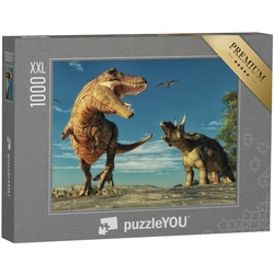 puzzleYOU Puzzle Puzzle 1000 Teile XXL „3D-Illustration: Dinosaurier“, 1000 Puzzleteile, puzzleYOU-Kollektionen Dinosaurier, Tiere aus Fantasy & Urzeit