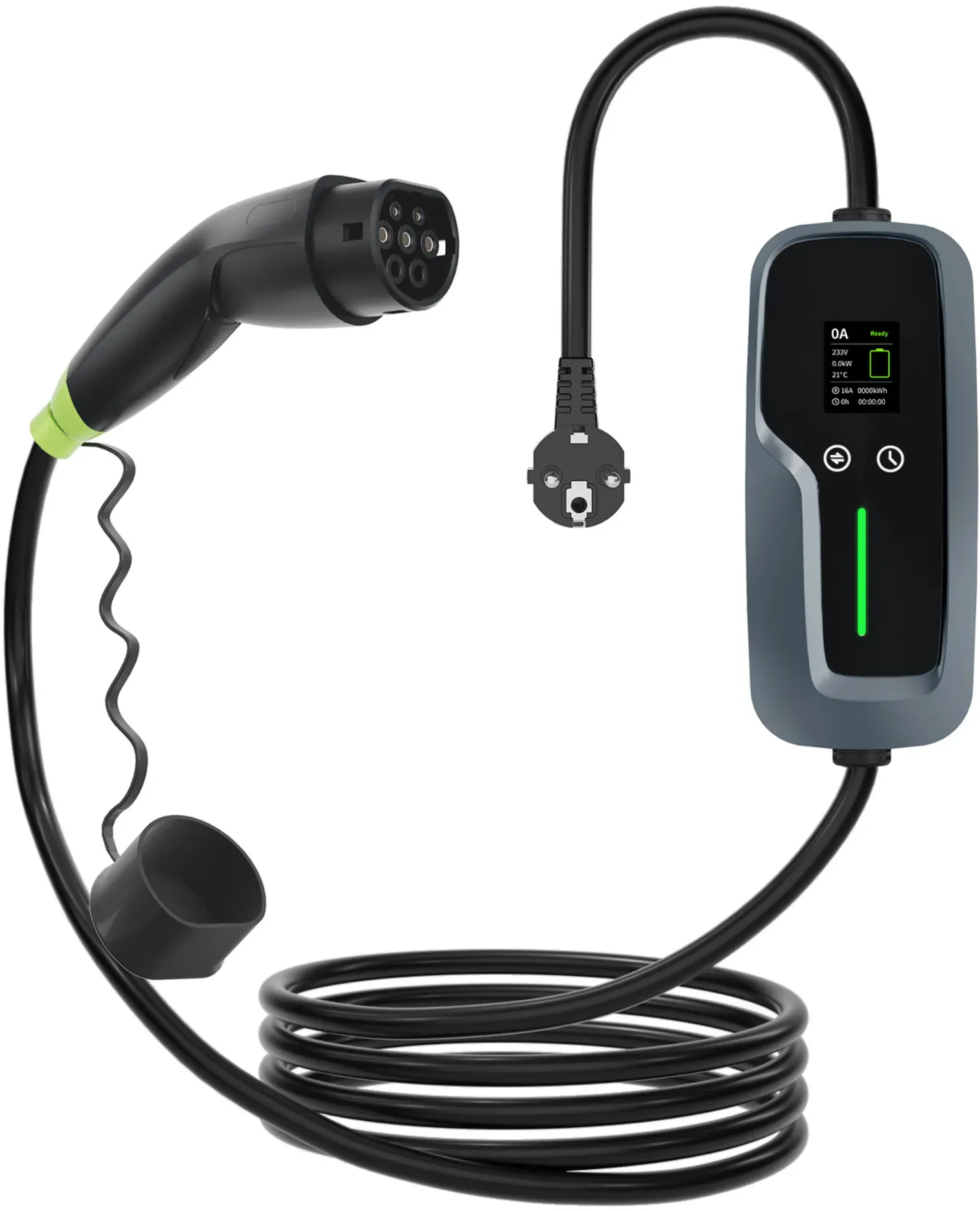 Loady mobiles Heimladegerät Typ 2 mit Tesla-Taste - Schuko - 16A-CX-PC-001-10M-TSL