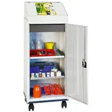 PROREGAL Fahrbares Universal-Schrankpult, 2 Wannenböden & 1 Schublade, HxBxT 131x50x50cm, Lichtgrau, Werkstattschrank Schrankwagen Werkzeugschrank