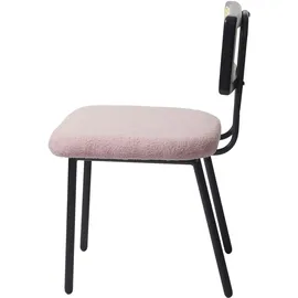 Mendler 2er-Set Esszimmerstuhl HWC-K88, Lehnstuhl Stuhl, Holz Poly-Rattan Metall Bouclé ~ Stoff/Textil rosa