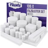 Filzada Filzada® Filzgleiter Selbstklebend Set 106 Stück (Eckig und Rund) - Weiß - Profi Möbelgleiter Filz Mit Idealer Klebkraft
