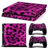 DOTBUY PS4 Skin Aufkleber Sticker Design Folie schützende Haut Schale für Sony Playstation 4 Konsole und 2 Dualshock Controller (Fell Leopard Pink)