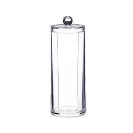 Relaxdays Wattepads Aufbewahrung 2er Set, Acryl, rund, Wattepadspender mit Deckel, Bad & Schminktisch, HxD: 20x7cm, klar