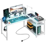 GTPLAYER Gamingtisch Schreibtisch Gaming Computertisch mit Monitorständer und RGB (Packung, 1 Tisch), Getränkehalter Kopfhörer Hake 120cm Computertisch PC Tisch weiß