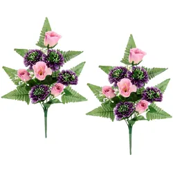 Kunstblume I.GE.A. "Bouquet Rosen und Gerbera zum Legen", pink, B:20cm H:45cm L:12cm, Polyester, Kunstpflanzen, 2er Set Kunstblumenstrauß