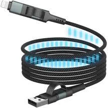 Ansmann USB-Kabel USB-A Stecker, USB-C® Stecker, Apple Lightning Stecker 120 cm Schwarz