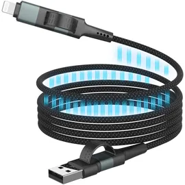 Ansmann USB-Kabel USB-A Stecker, USB-C® Stecker, Apple Lightning Stecker 120 cm Schwarz